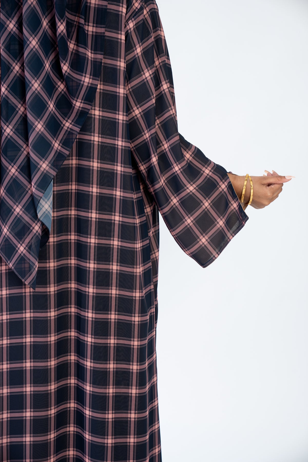 Rosewood Check-2 Piece Abaya