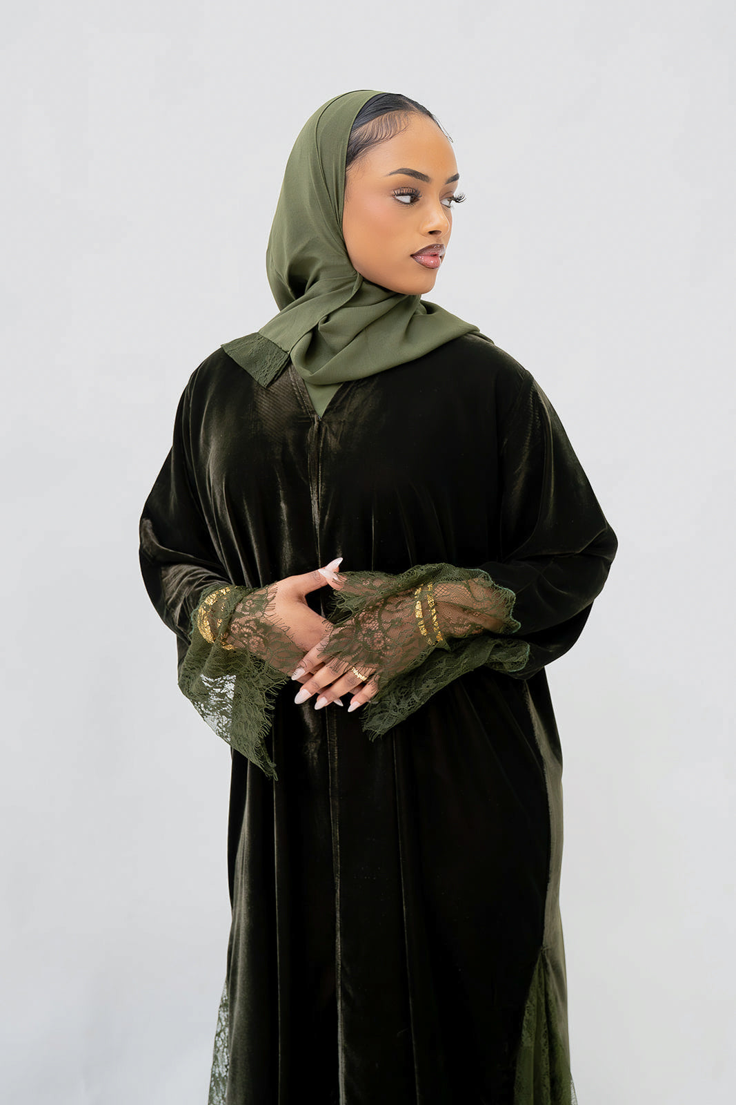 The Velvet Lace Collection  - Olive Green