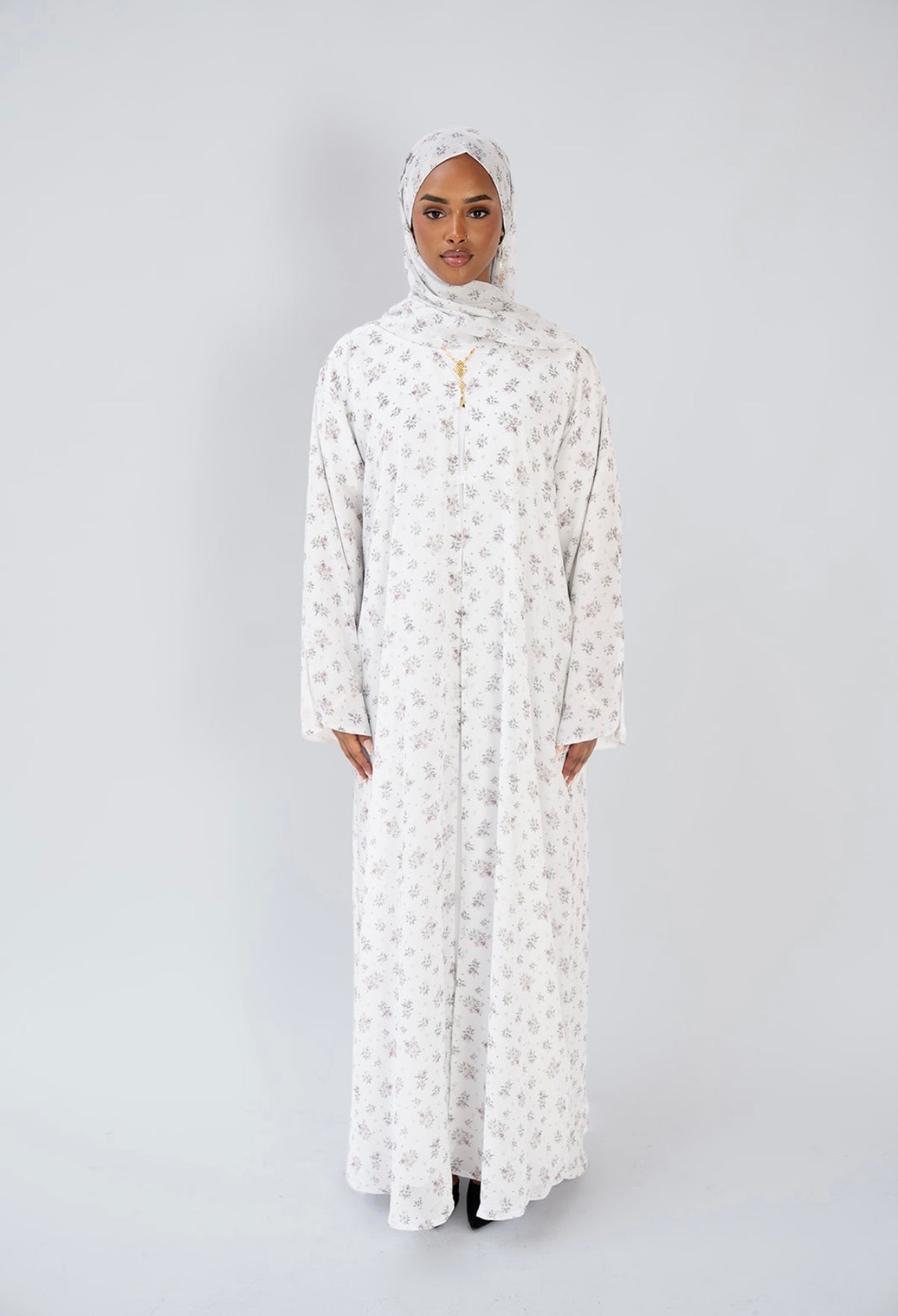 The Print Collection - Ivory Blossom-2 Piece Abaya