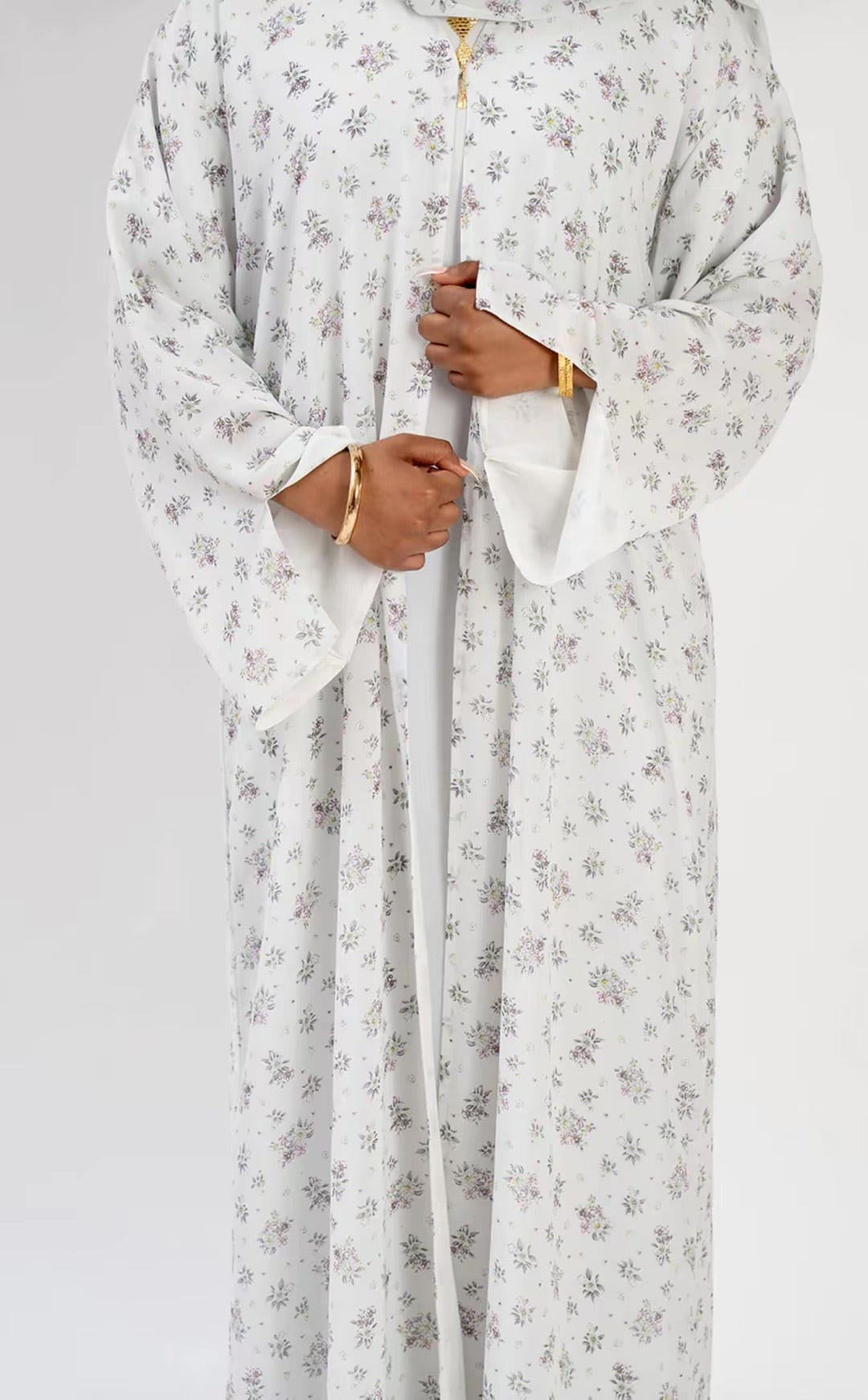 The Print Collection - Ivory Blossom-2 Piece Abaya